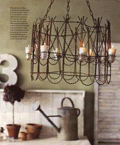 A bit of cheap wire fencing makes an inventive ceiling light. Photo: www.dishfunctionaldesigns.blogspot.co.uk